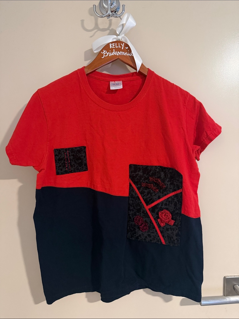 💛5 for $50 Gildan Red and black Colorblock Short Sleeve Tee